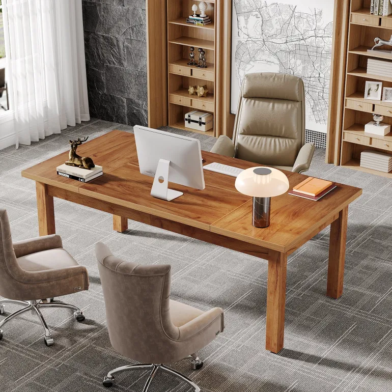 Cheap Tribesigns Wood Executive Desk, 70.9" Computer Desk Large Office Desk