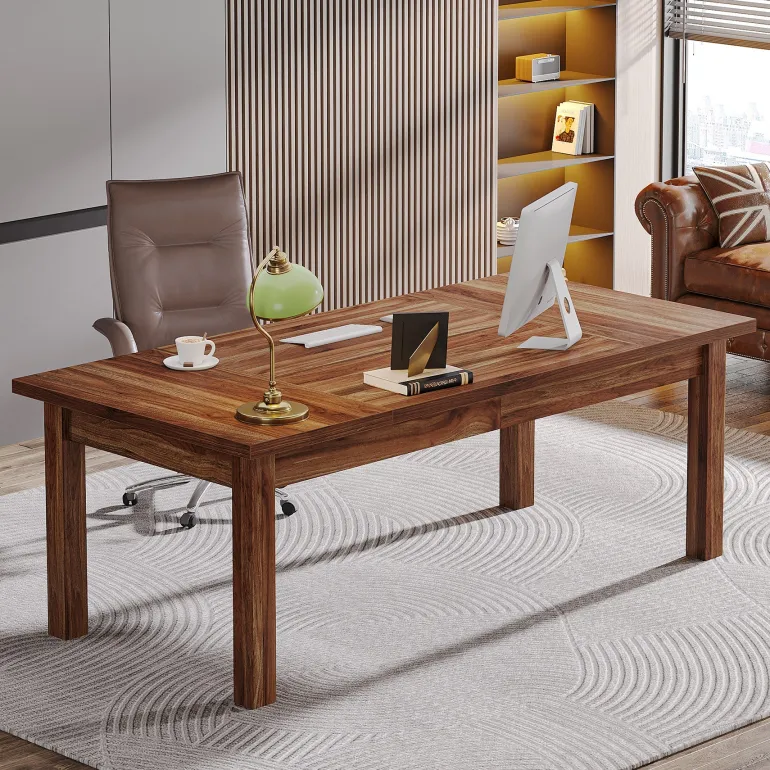 Cheap Tribesigns Wood Executive Desk, 70.9" Computer Desk Large Office Desk