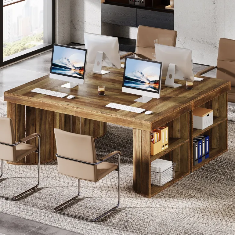 New Tribesigns Wood Executive Desk, 63" Computer Desk Office Desk with Storage
