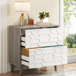 Shop Tribesigns Wood File Cabinet, 2-Drawer Storage Cabinet for A4/Letter/Legal Size