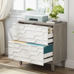 Shop Tribesigns Wood File Cabinet, 2-Drawer Storage Cabinet for A4/Letter/Legal Size