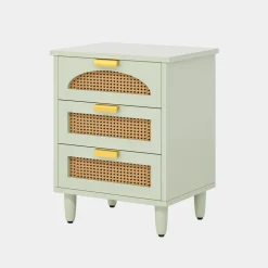 Fashion Tribesigns Wood Night Stand, 20-Inch Bedside Table Storage Cabinet with 3-Drawers