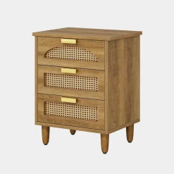 Fashion Tribesigns Wood Night Stand, 20-Inch Bedside Table Storage Cabinet with 3-Drawers