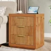 Fashion Tribesigns Wood Nightstand, 3 - Drawer Storage Cabinet End Table