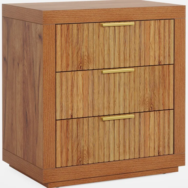 Fashion Tribesigns Wood Nightstand, 3 - Drawer Storage Cabinet End Table