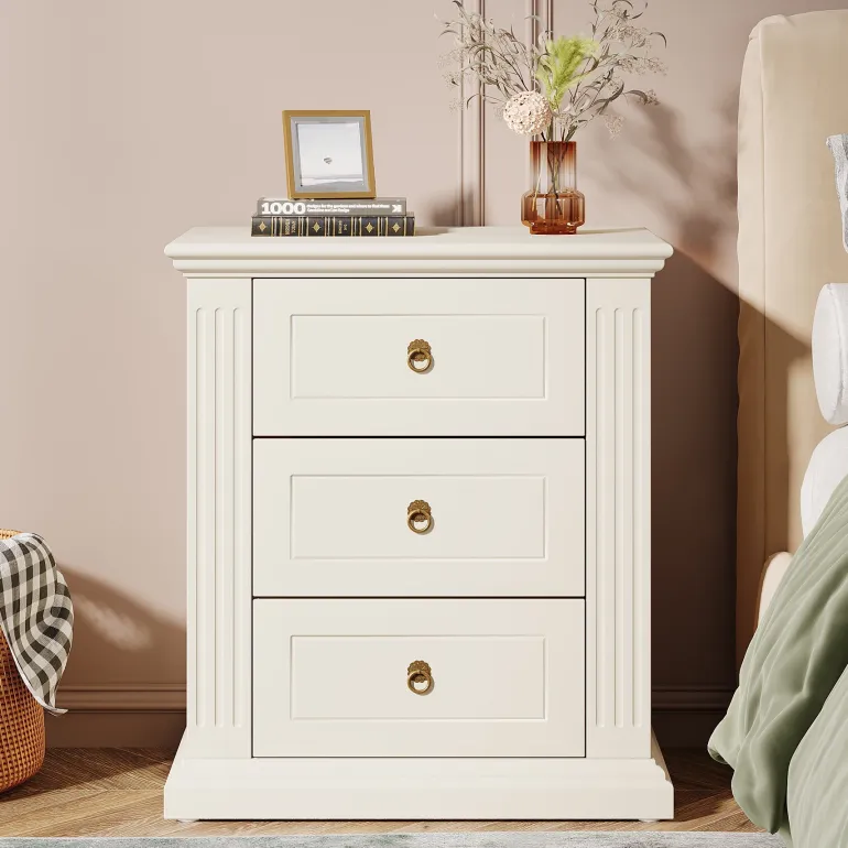 Cheap Tribesigns Wood Nightstand, Modern End Table Bedside Table with 3 storage Drawer