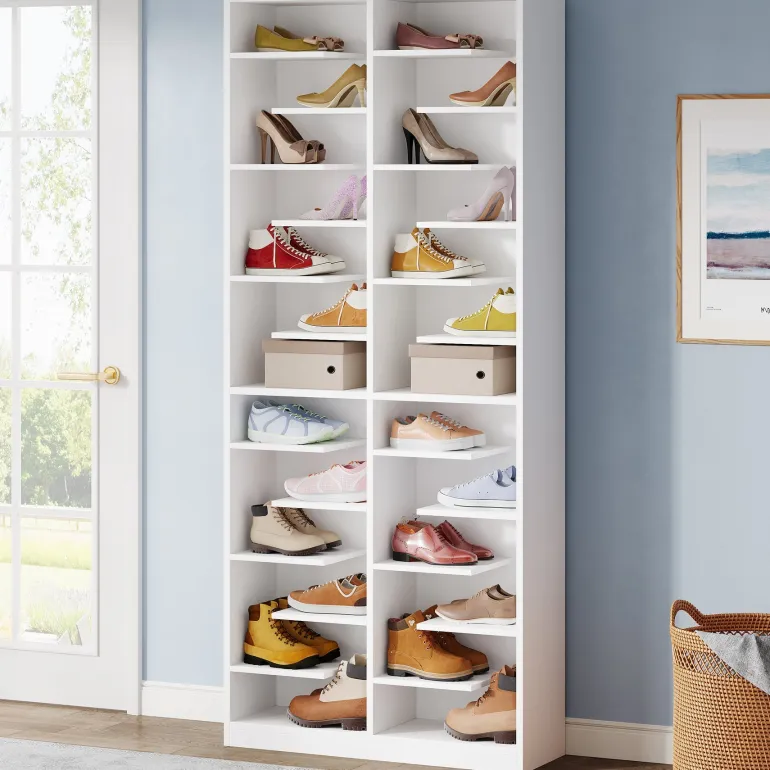 Best Tribesigns Wood Shoe Cabinet, Freestanding Shoe Rack with 26 Cubbies