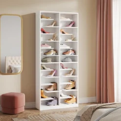Best Tribesigns Wood Shoe Cabinet, Freestanding Shoe Rack with 26 Cubbies