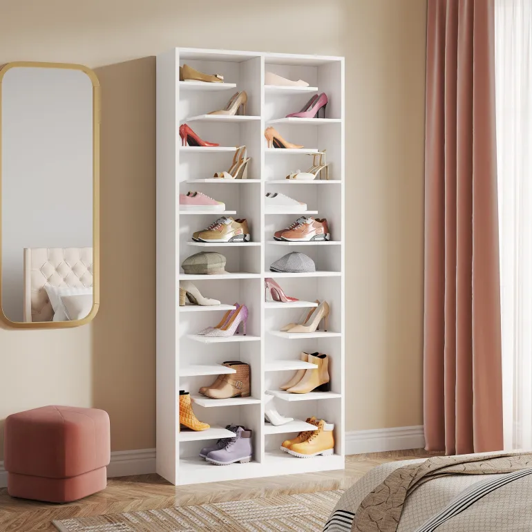 Best Tribesigns Wood Shoe Cabinet, Freestanding Shoe Rack with 26 Cubbies