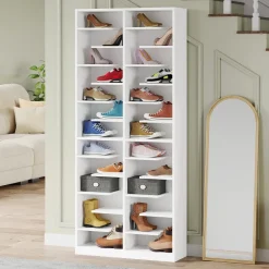 Best Tribesigns Wood Shoe Cabinet, Freestanding Shoe Rack with 26 Cubbies