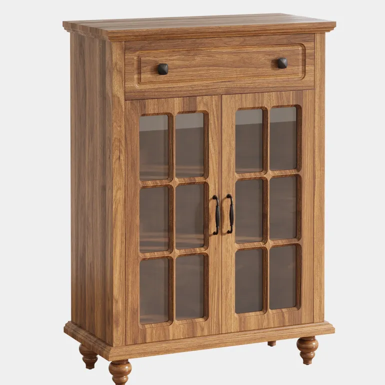 Shop Tribesigns Wood Shoe Cabinet, Shoe Organizer Storage Cabinet with Adjustable Shelves