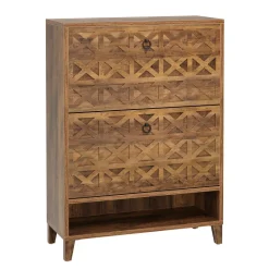 Flash Sale Tribesigns Wood Shoe Cabinet, Shoe Storage Organizer with 2 Flip Drawers