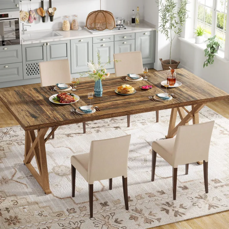 Best Tribesigns Wooden Dining Table, 71" Kitchen Dinner Table for 6 to 8 People
