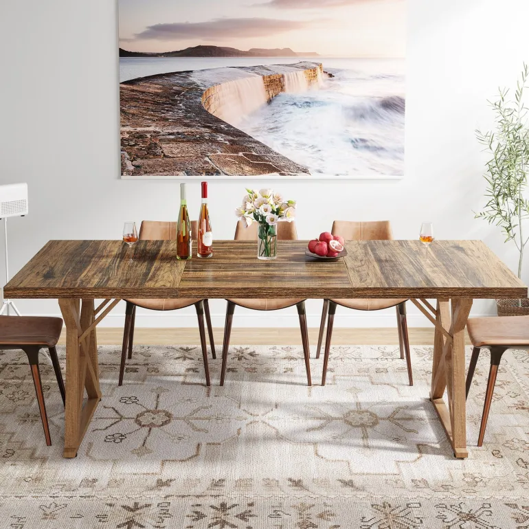 Best Tribesigns Wooden Dining Table, 71" Kitchen Dinner Table for 6 to 8 People