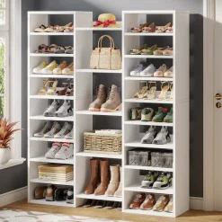 Best Tribesigns Wooden Shoe Rack, Freestanding Shoe Organizer with 23 Storage Shelves