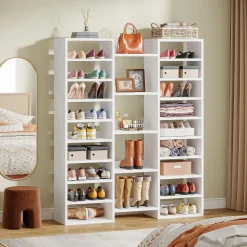 Best Tribesigns Wooden Shoe Rack, Freestanding Shoe Organizer with 23 Storage Shelves