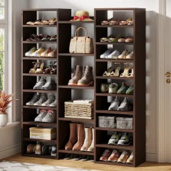 Best Tribesigns Wooden Shoe Rack, Freestanding Shoe Organizer with 23 Storage Shelves