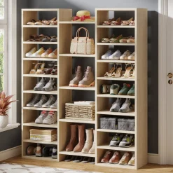 Best Tribesigns Wooden Shoe Rack, Freestanding Shoe Organizer with 23 Storage Shelves