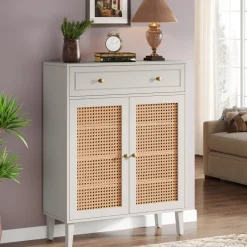Cheap Tribesigns Wooden Storage Cabinet Sideboard with Adjustable Shelves and Drawer