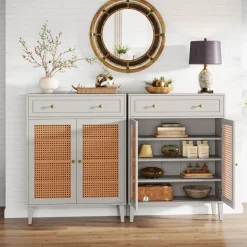Cheap Tribesigns Wooden Storage Cabinet Sideboard with Adjustable Shelves and Drawer