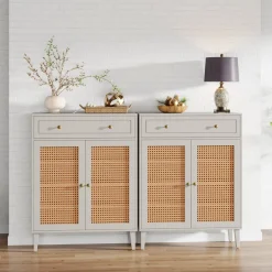 Cheap Tribesigns Wooden Storage Cabinet Sideboard with Adjustable Shelves and Drawer