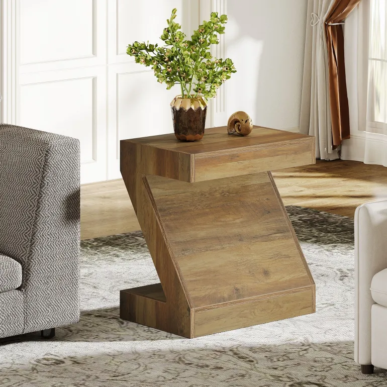 Best Sale Tribesigns Z - Shaped End Table, Wooden Side Table Nightstand